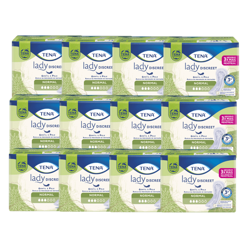 CAIXA COM 12 PACOTES DE ABSORVENTE TENA LADY DISCREET NORMAL
