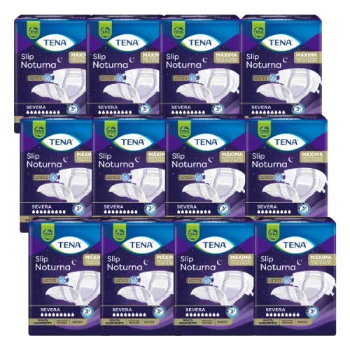 CAIXA COM 12 PACOTES DE FRALDA TENA SLIP NOTURNA