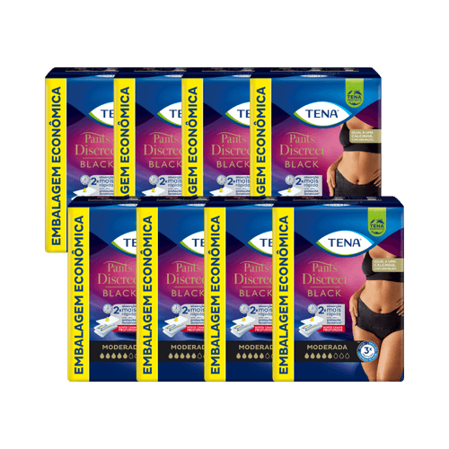 CAIXA COM 8 PACOTES DE ROUPA ÍNTIMA PANTS DISCREET BLACK