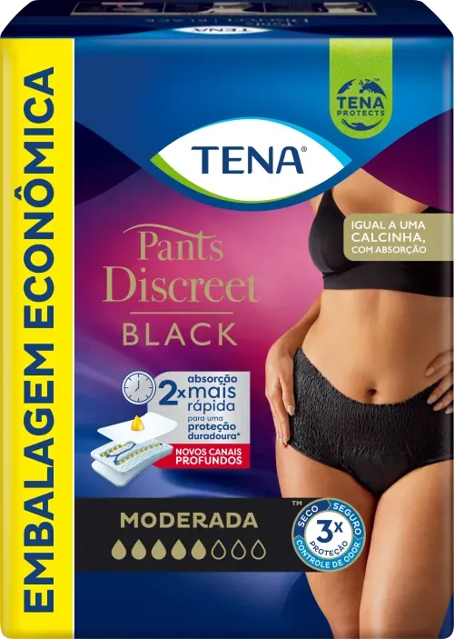 ROUPA ÍNTIMA TENA PANTS DISCREET BLACK