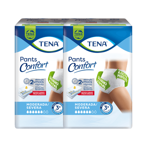 ROUPA ÍNTIMA TENA PANTS CONFORT KIT COM 64 UNIDADES
